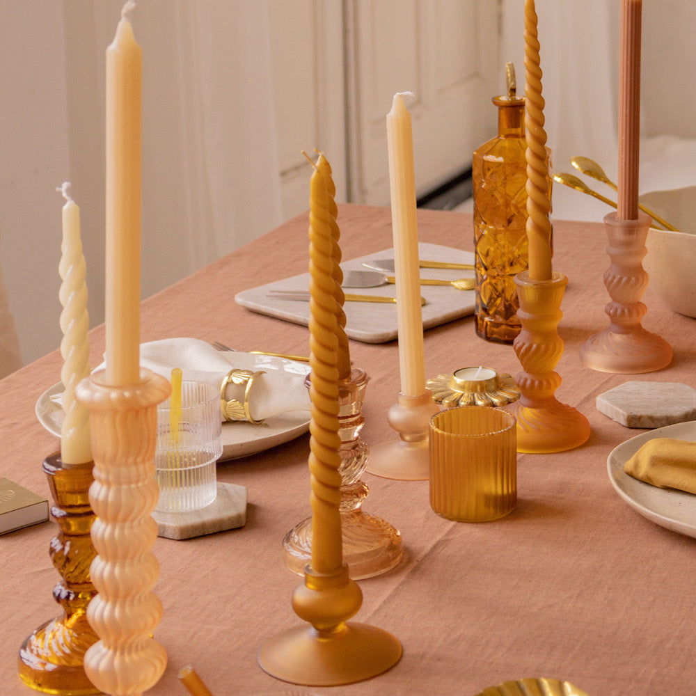 Frosted Glass Candle Holder Terra