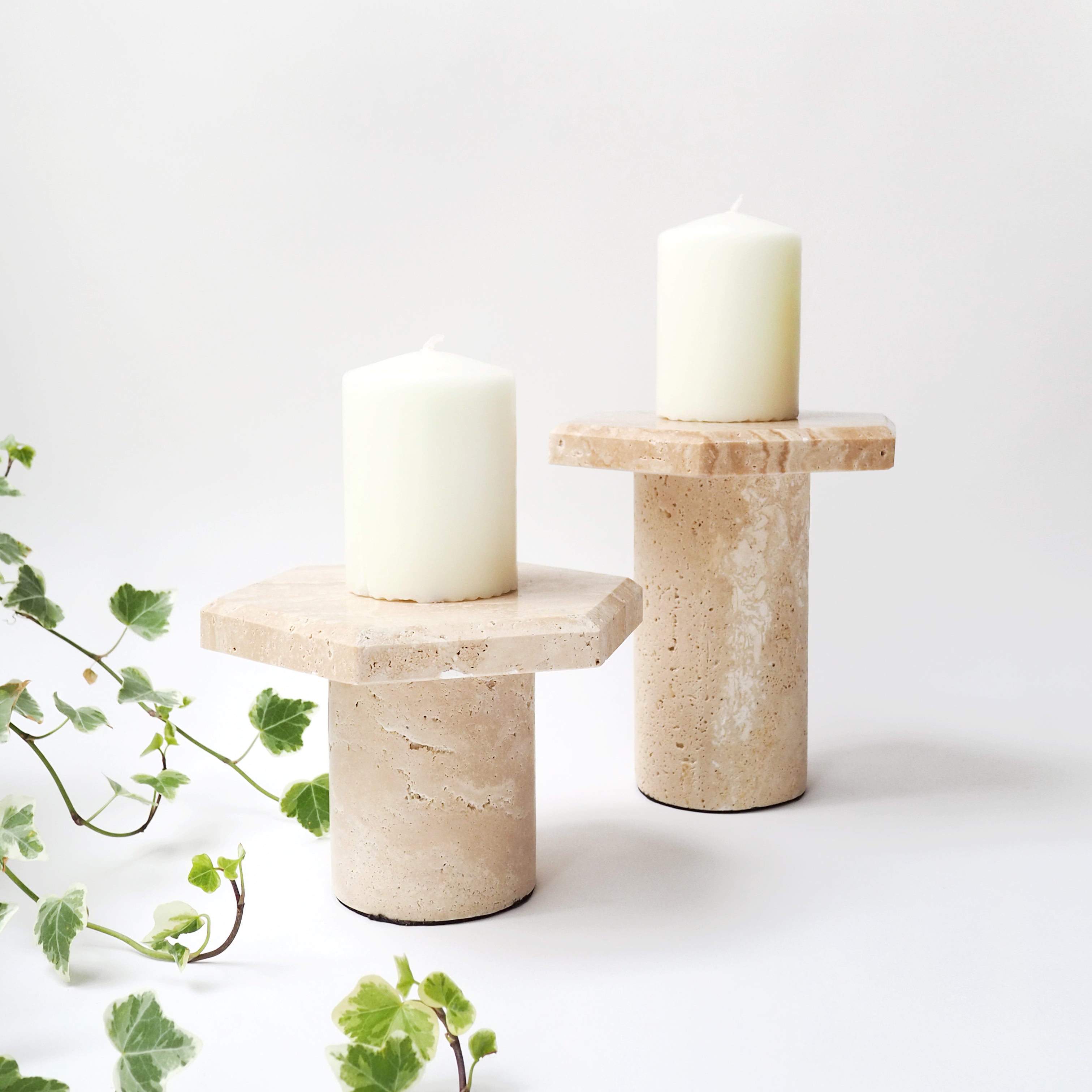 Travertine Candle Stand (Large)