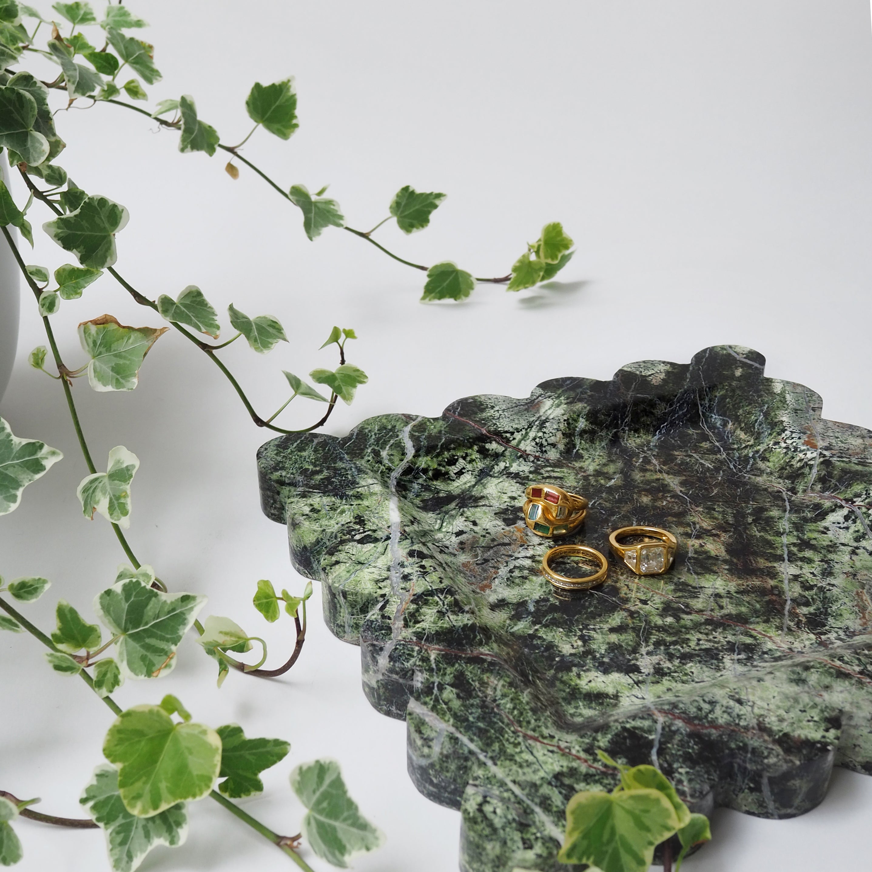 Green Marble Scalloped Tray