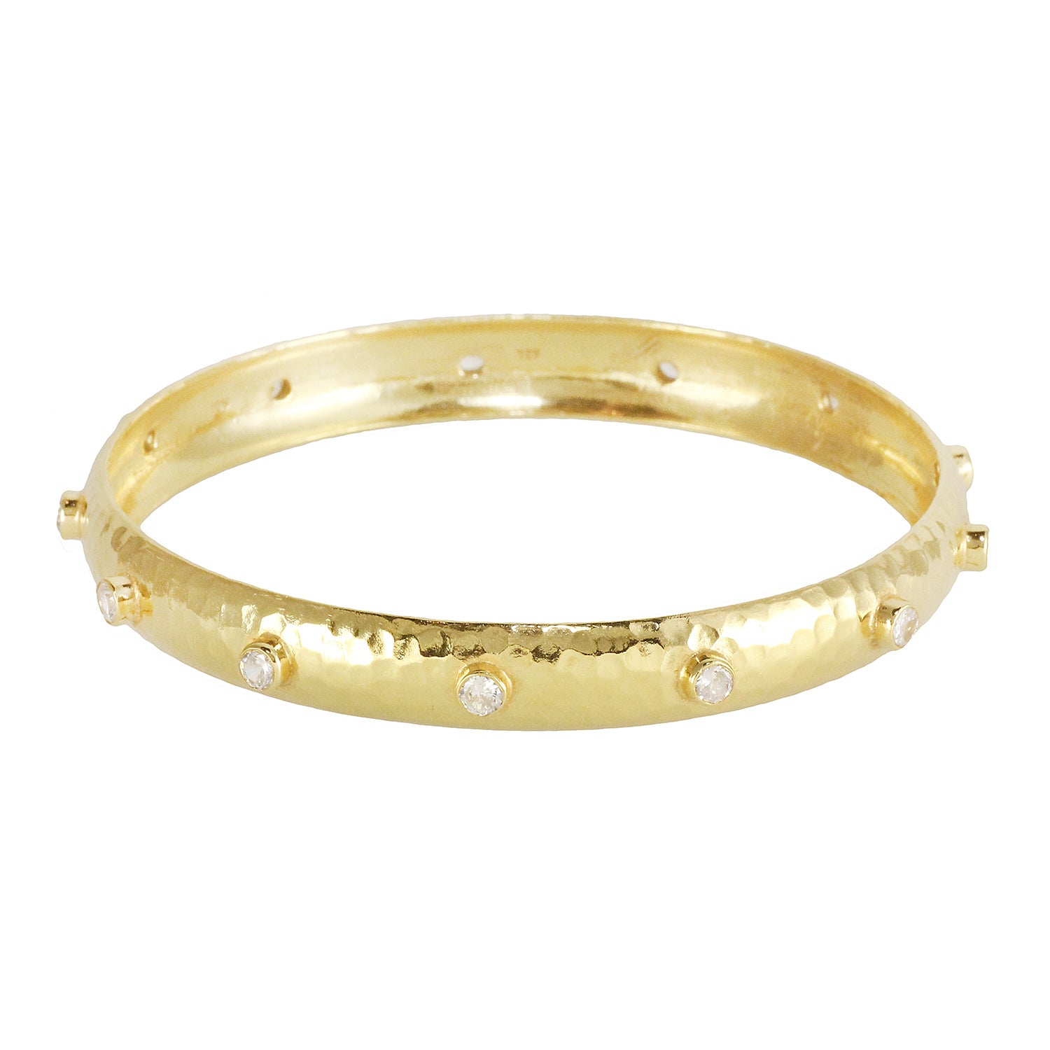 Classic silver gold plated bracelet bangle with white topas stones, made in India