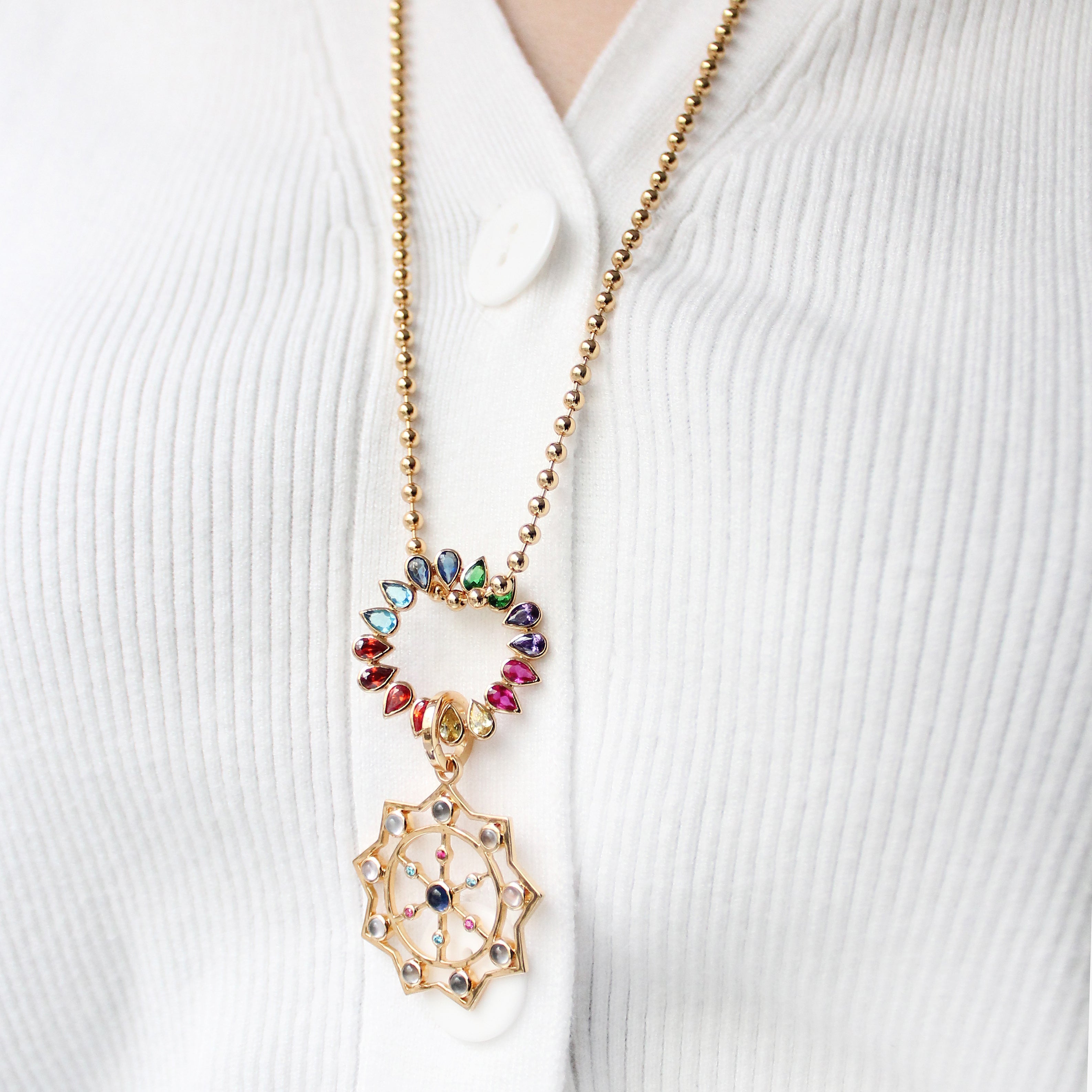 KARMA GRID NECKLACE WITH CHAKRA WHEEL