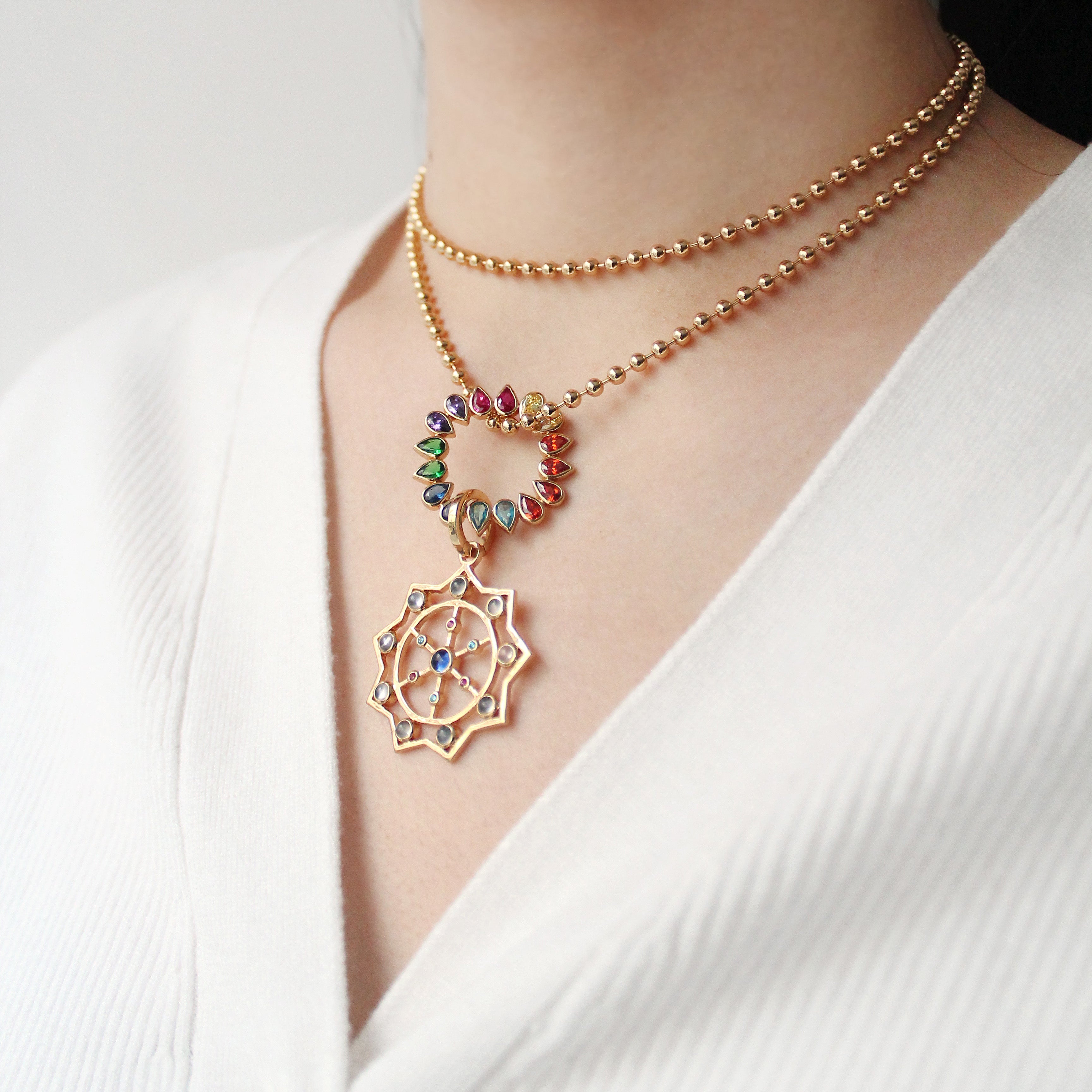 KARMA GRID NECKLACE WITH CHAKRA WHEEL