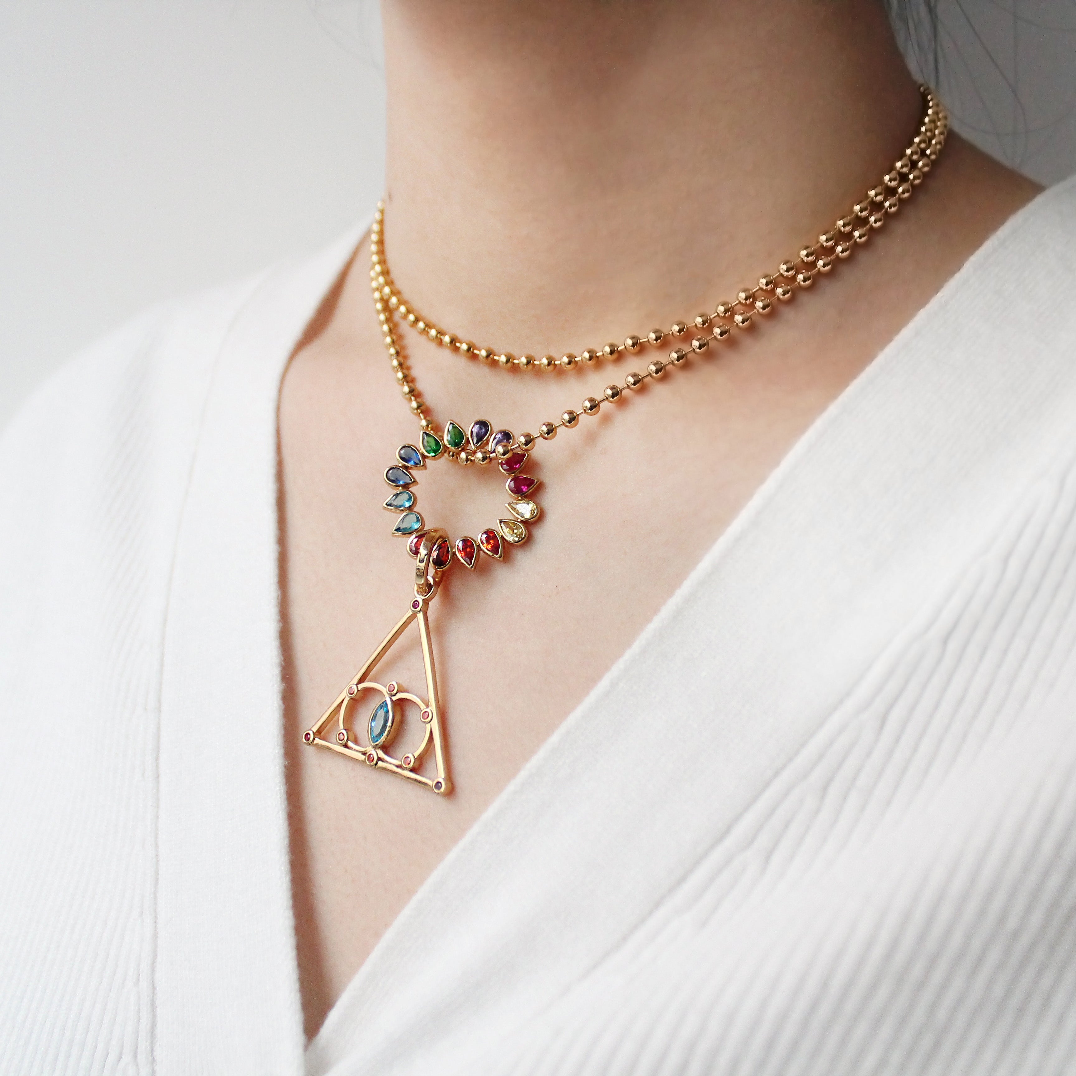 ENERGY GRID NECKLACE WITH CHAKRA WHEEL