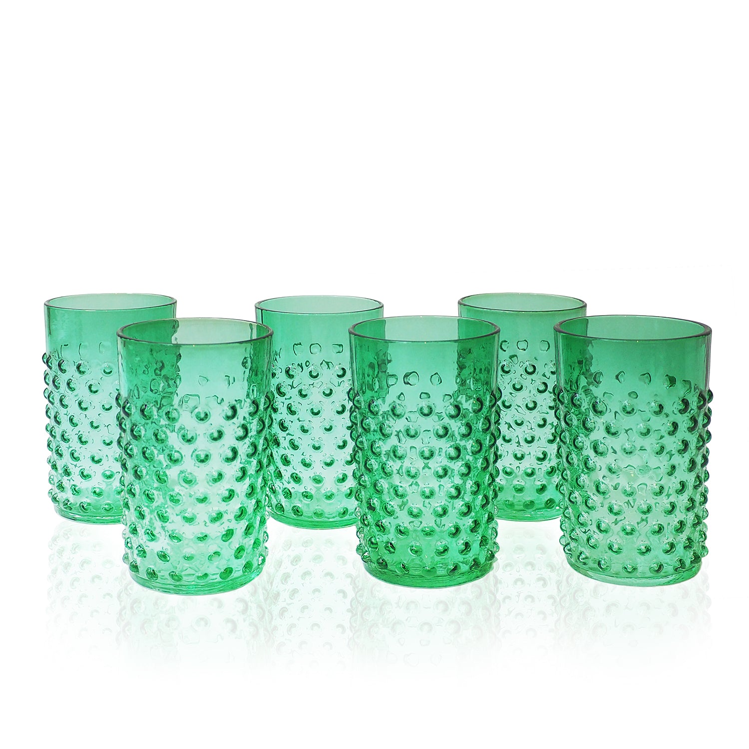 UNDERLAY DARK GREEN HOBNAIL TUMBLER (SET OF 6)