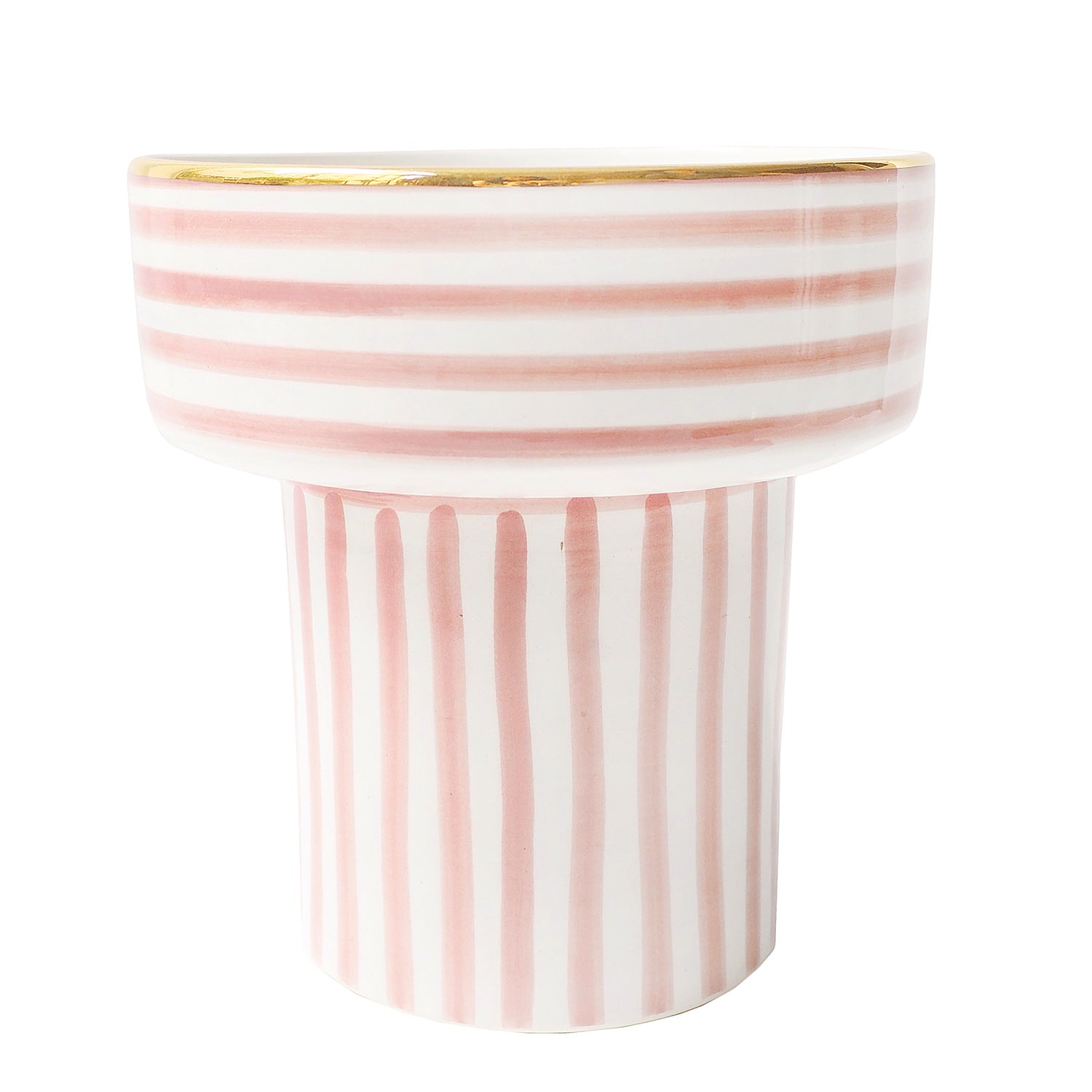 Pink Stripes Fruit Bowl