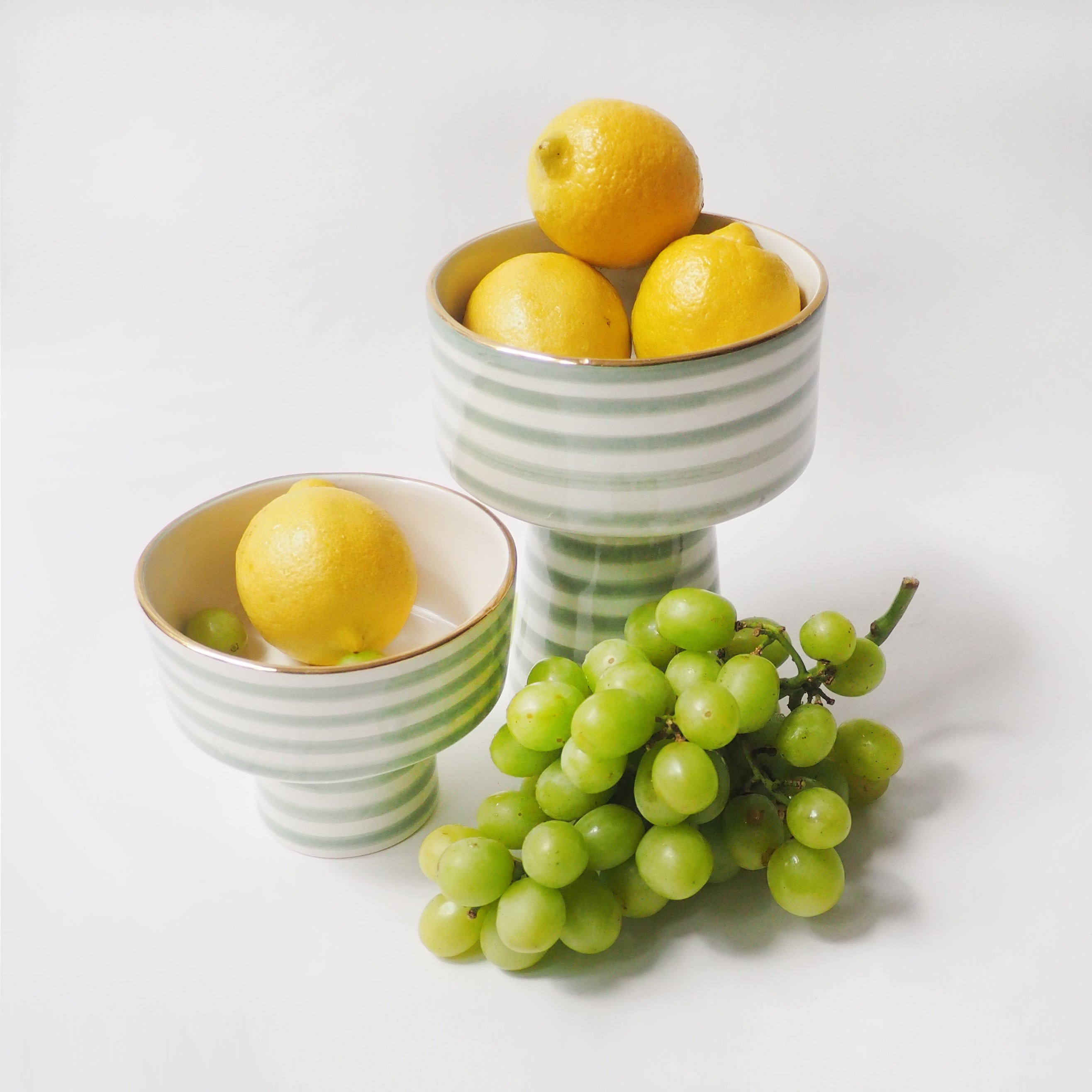 Small Green Stripes Fruit Bowl