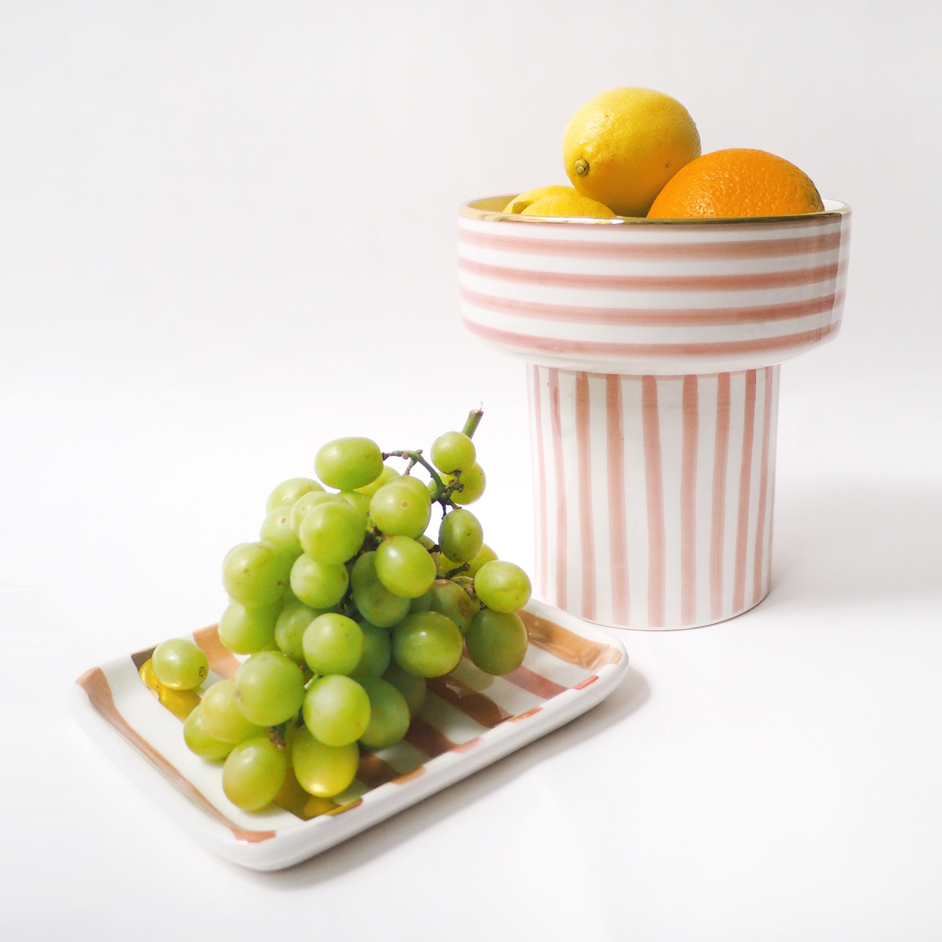 Pink Stripes Fruit Bowl