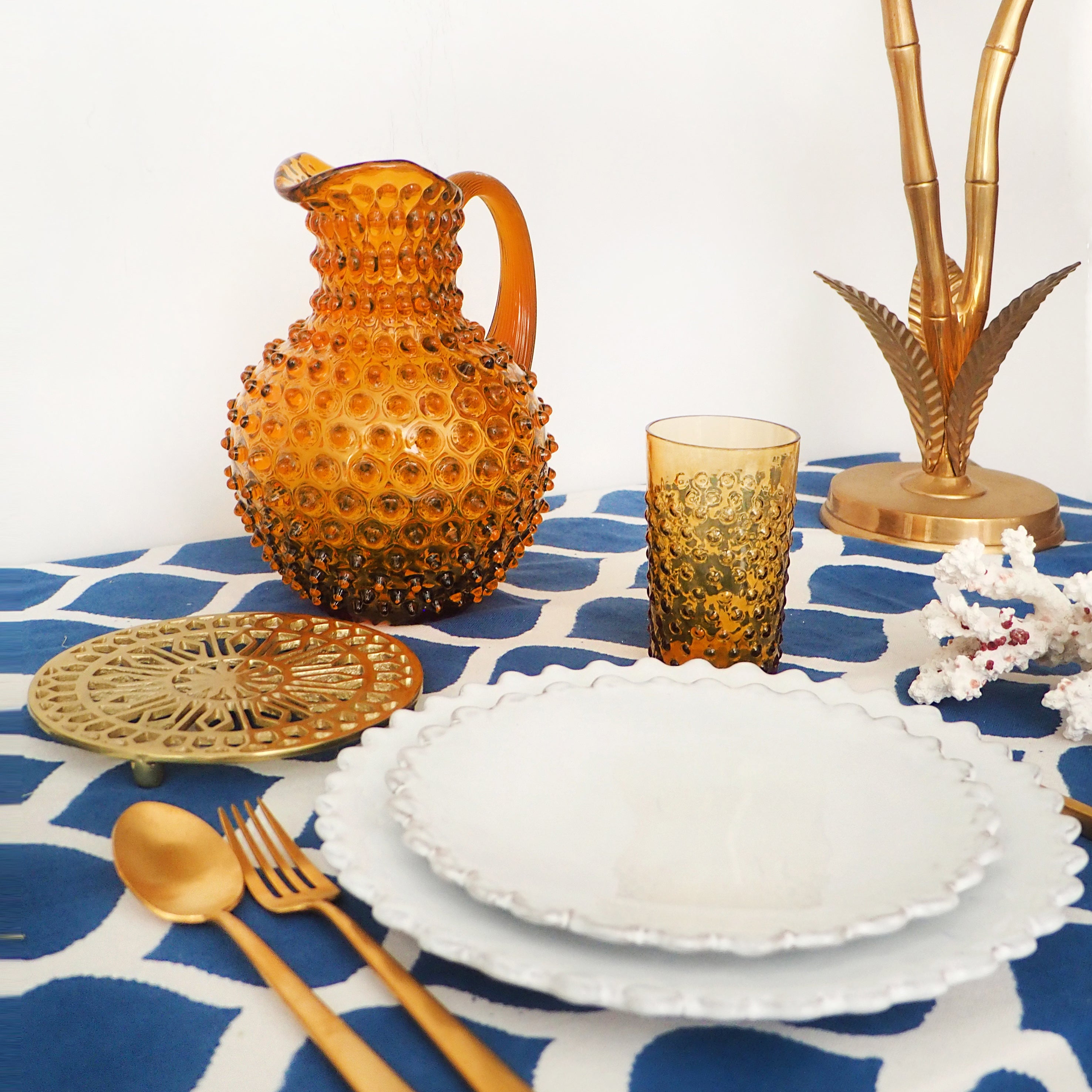 AMBER HOBNAIL TUMBLER (SET OF 6)