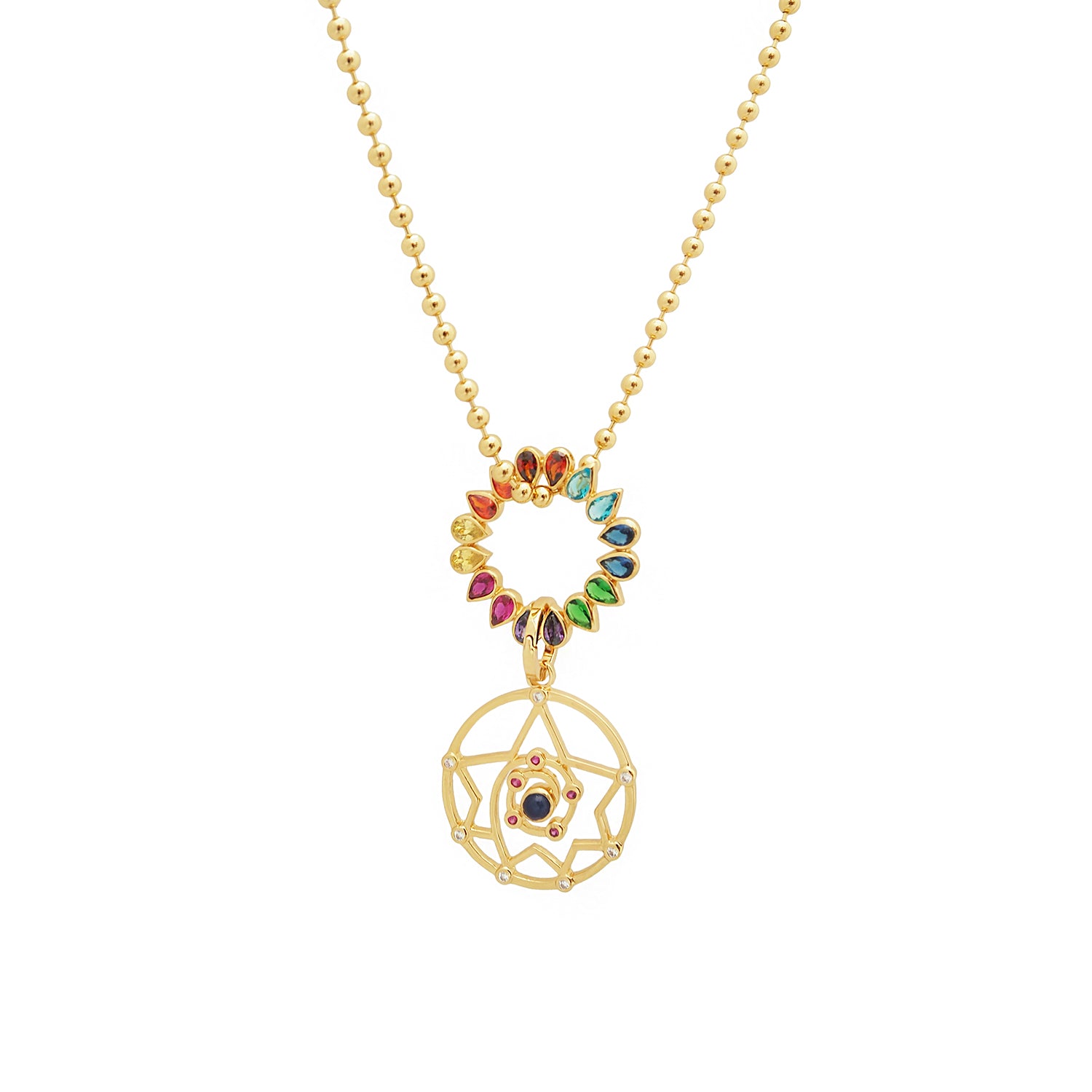 MYSTICAL GRID NECKLACE WITH CHAKRA WHEEL