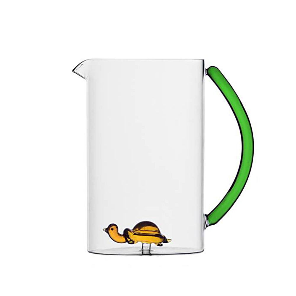 Amber Turtle Glass Jug with Green handle