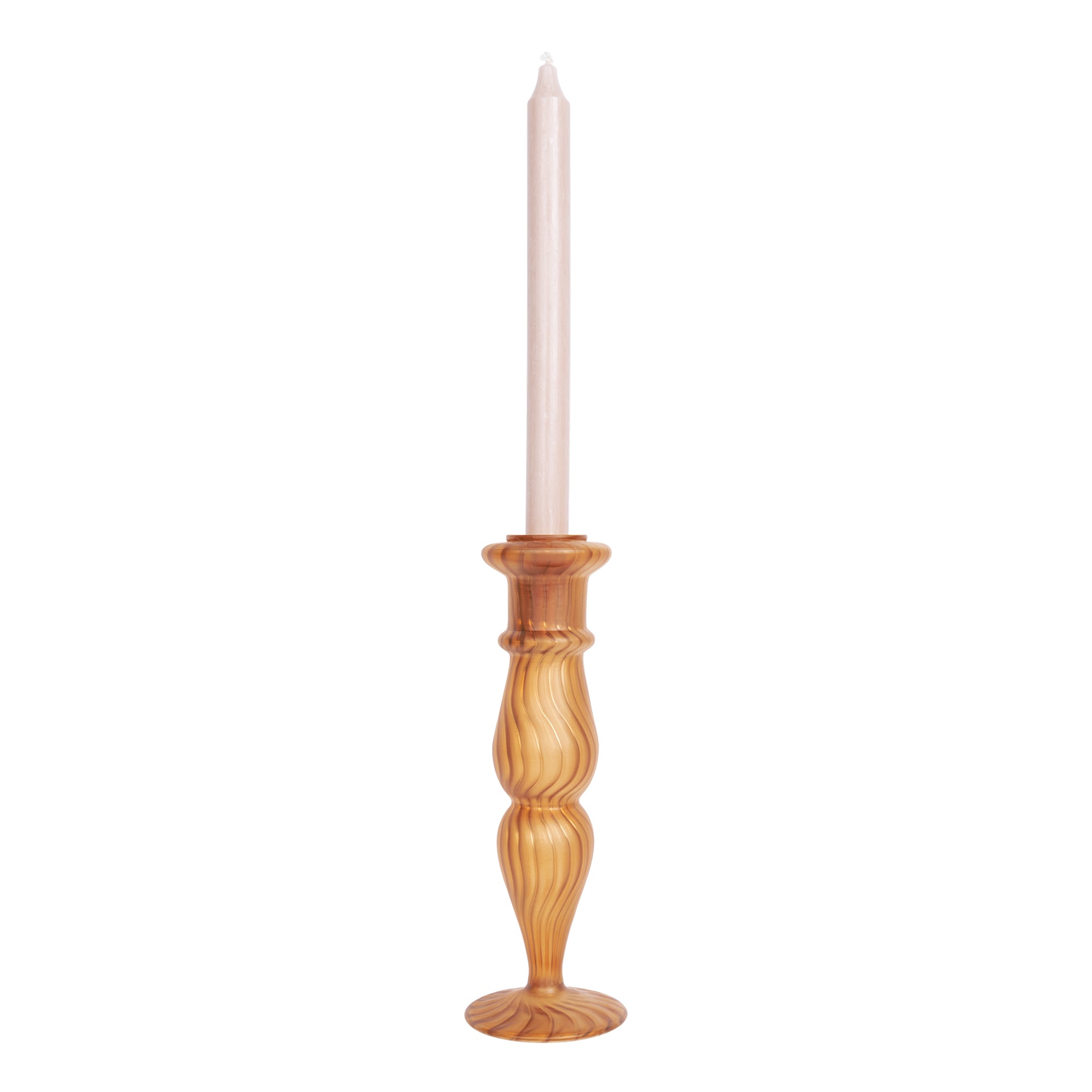 Frosted Glass Candle Holder Mustard