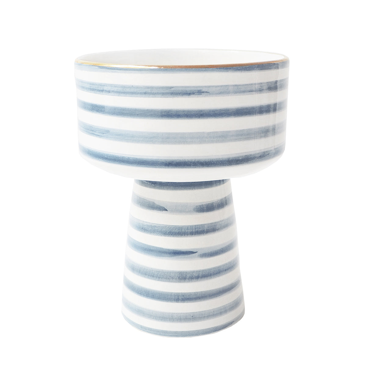 Large Blue Stripes Fruit Bowl